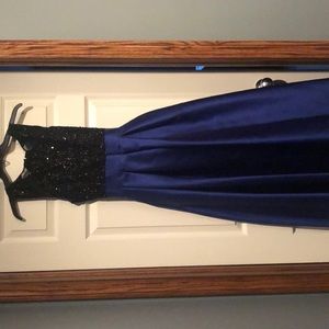 Black and blue formal gown